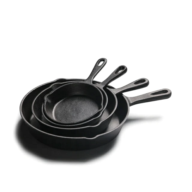 Высокое качество 14-26 см углеродистая сталь стейк чугунная сковорода антипригарная сковорода с деревянный поднос