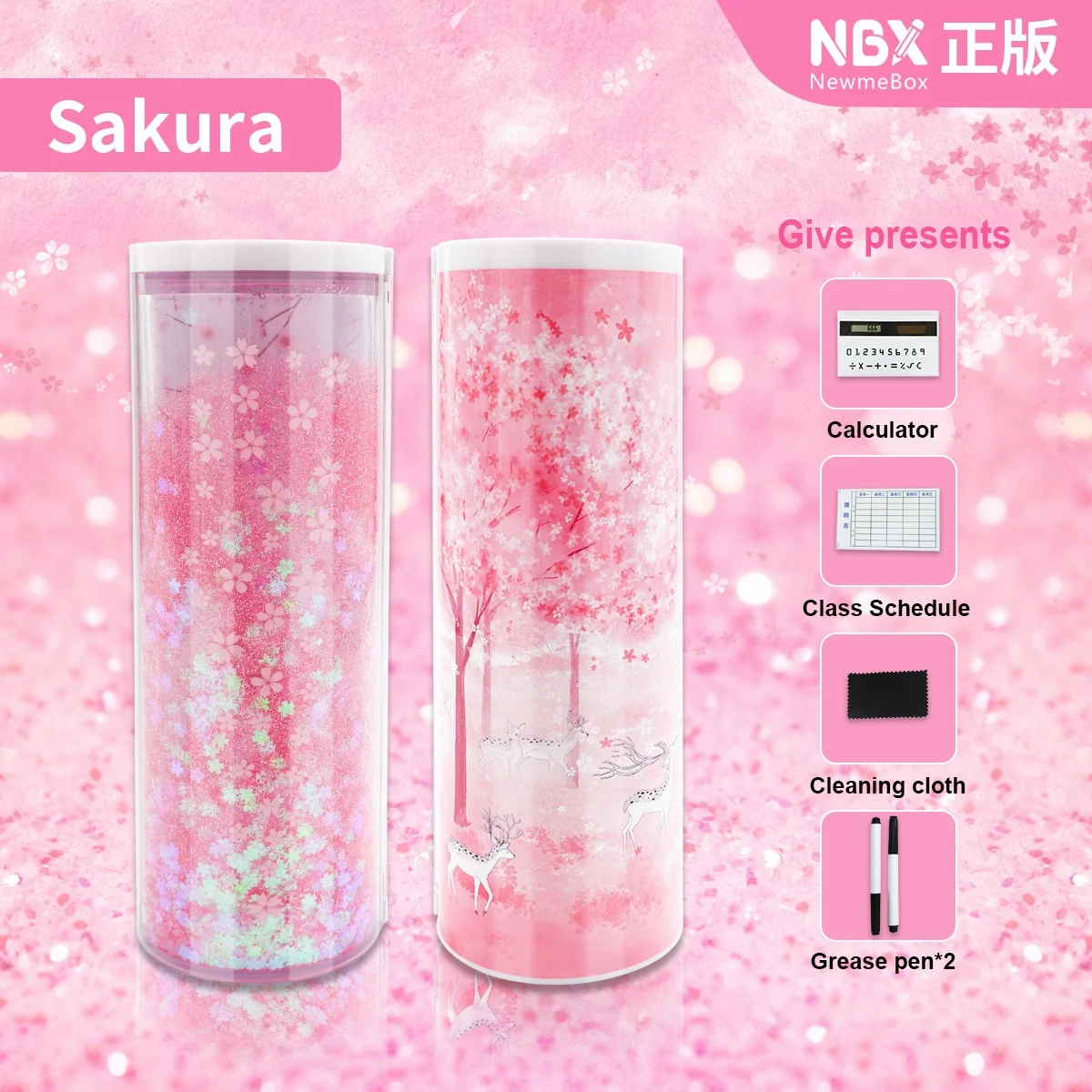 
NBX High-tach Pencil Case Large Capacity Pencil Box Quicksand Translucent Creative Cylindrical Pen Holder Kid Fancy Stationery 
