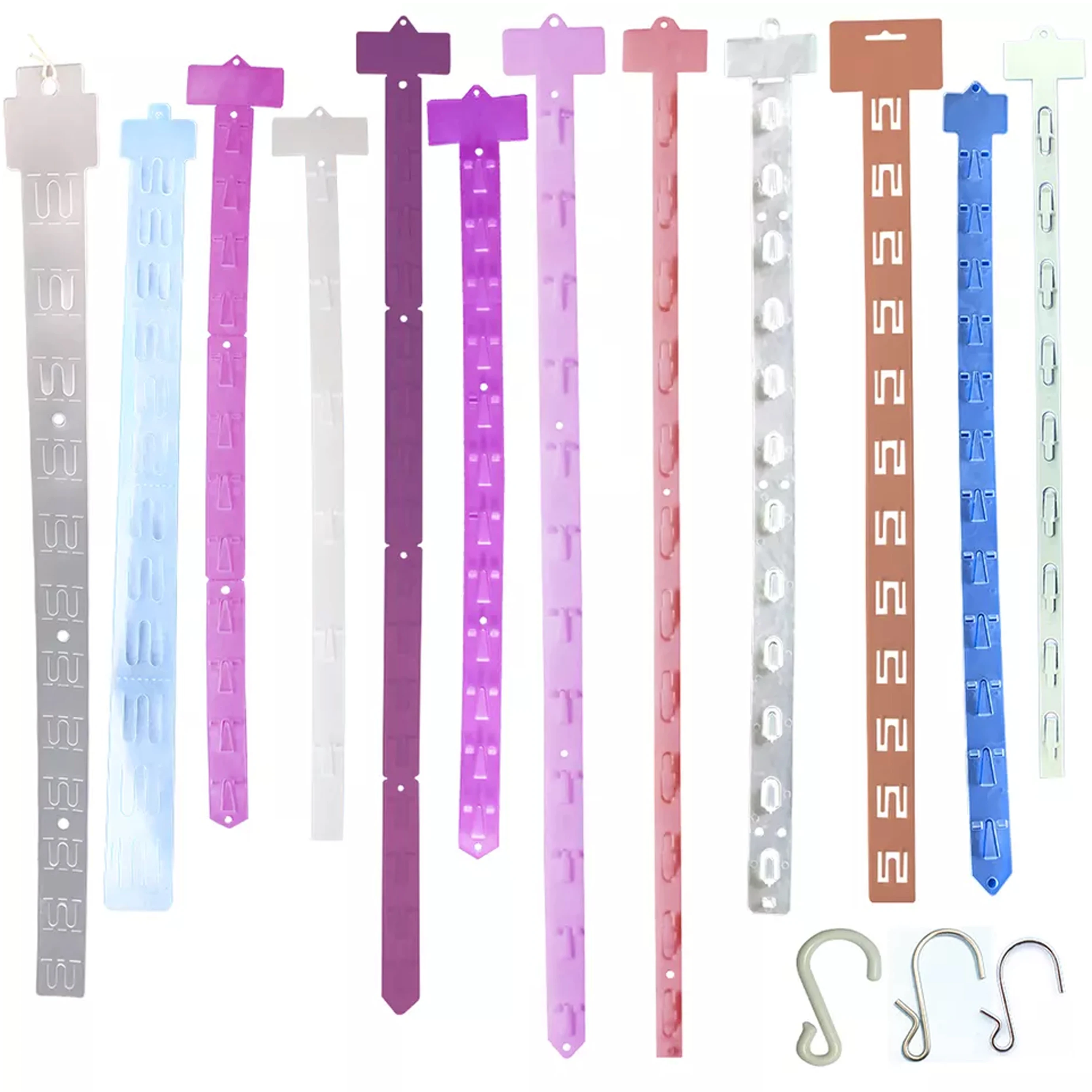 Free Sample Merchandise Strips Plastic Hanging Strips with 30 Pieces S Hooks Clips