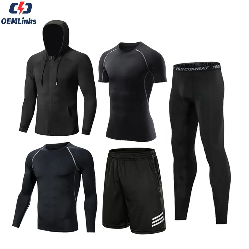 Custom tights men fitness clothing quick dry compression gym fitness sets mens compression shirts Athletic clothing for man