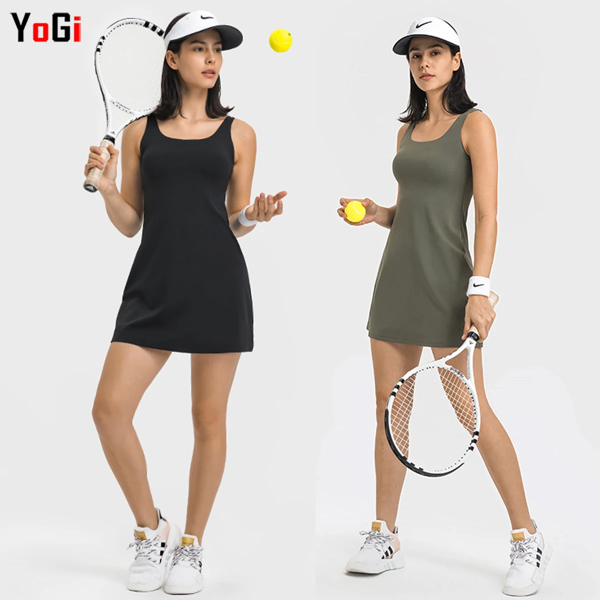 Wholesale Young Girls New Design Sportswear Gym Fitness Women One Piece Black Tennis Clothes Shirt Dress With Pocket Bra Shorts