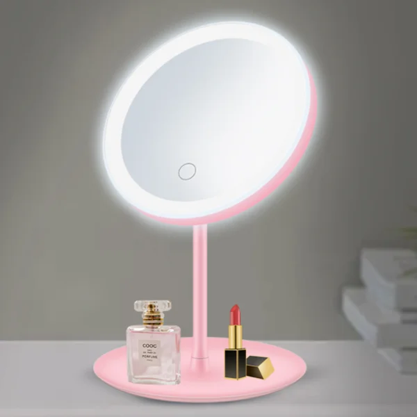 New design professional makeup mirror tabletop vanity round makeup led light cosmetic mirror