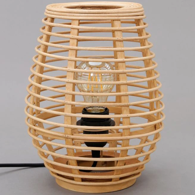 Wholesale Factory Customized Modern Hand Woven Natural Rattan Table Lamp Indoor Decorative