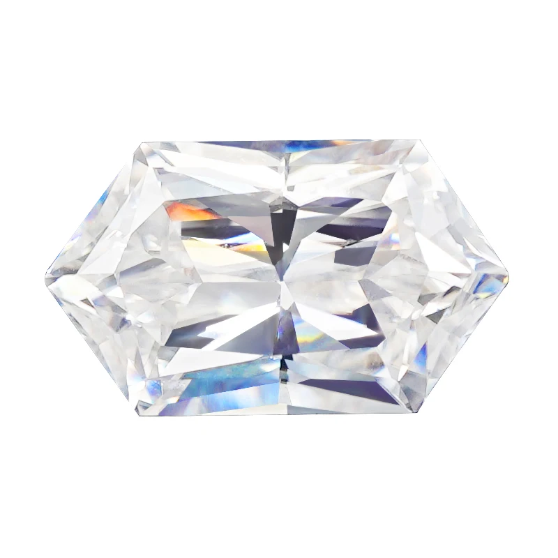 Supplier Direct Sale Elongated Hexagon Ring Pendant Synthetic Gemstone White Color Moissanite Price