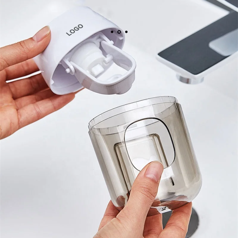 Baolong Factory Multifunctional Wall-Mounted Bathroom Portable Bath Organizer Toothbrush Holder Automatic toothpaste squeezer