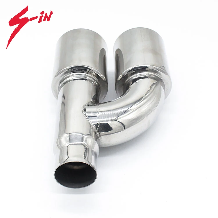 slant cut curling edge double outlets muffler end tips SS304 exhaust tail pipe for universal car