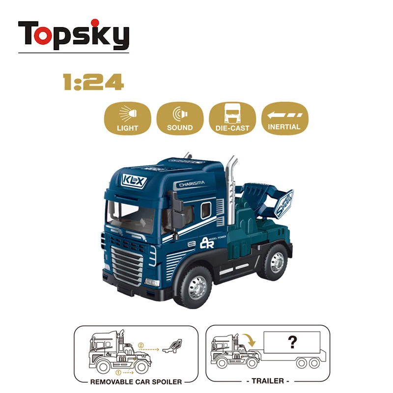 Topsky Diecast Trailer Toys 1:24 Inertia Alloy Truck Vehicle With Light And Music Children Trailer Car Set Diecast Toys For Gift
