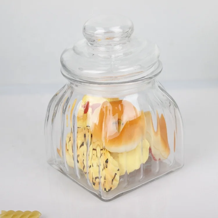 Best selling glass canister cookie jar wholesale with stopper lid 2000ML 1300ML 600ML