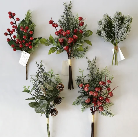 Home decoration manufacturer vase decorative flowers christmas red fruit flower