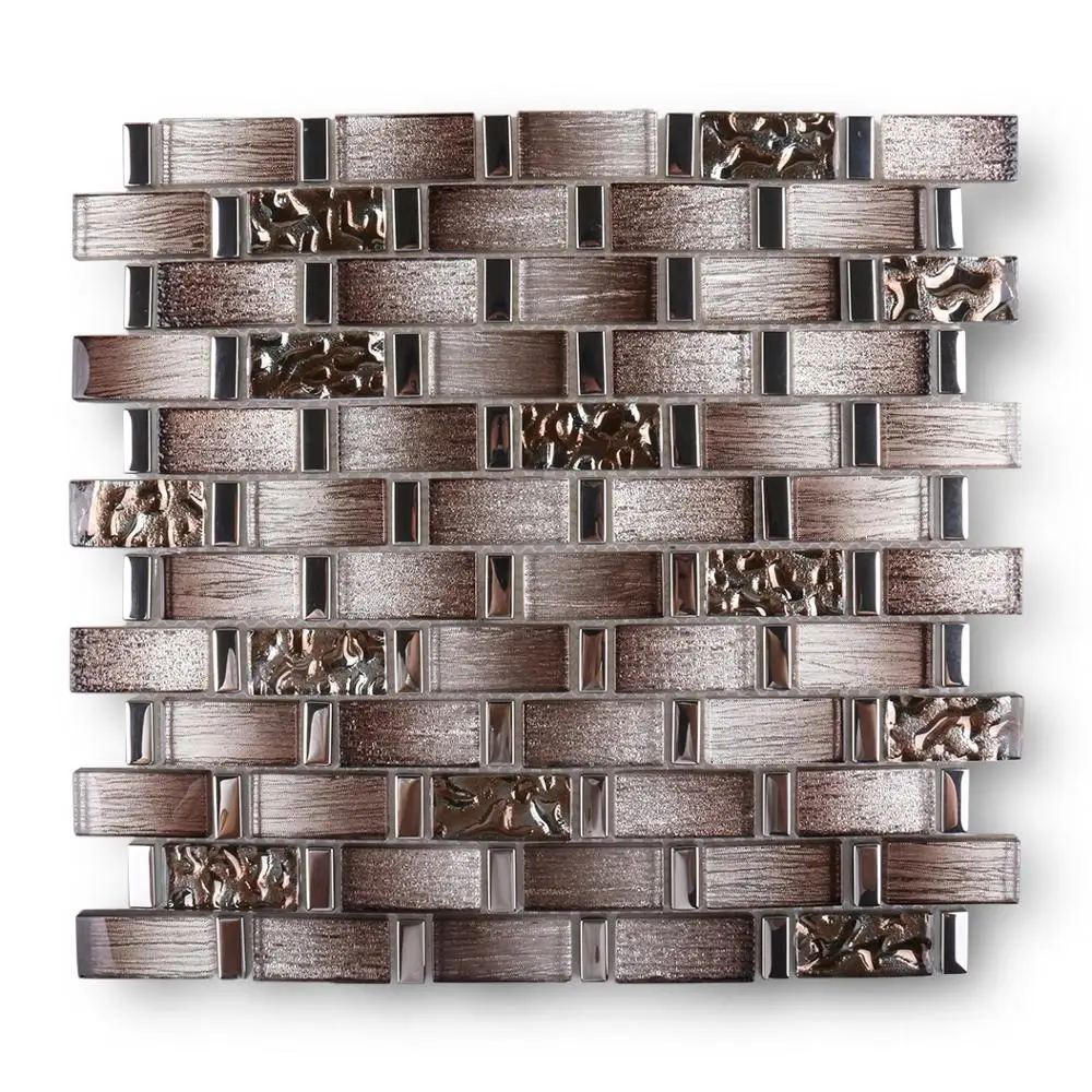 Wall Decoration Crystal Mixed Brown 3D Mirror Glass Mosaic Wall Tiles Mosaic