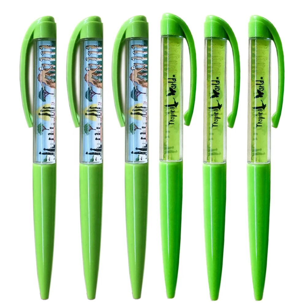 Promotional Customized Liquid 3d Floater  Filled  ball pen Plastic Floating Pen logo novelty ballpoint pen