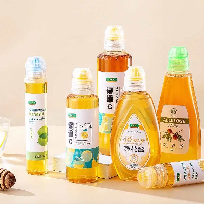 popular squeeze sauce plastic tube honey storage container juice beverage PET bottle with Tamper Evident Lids