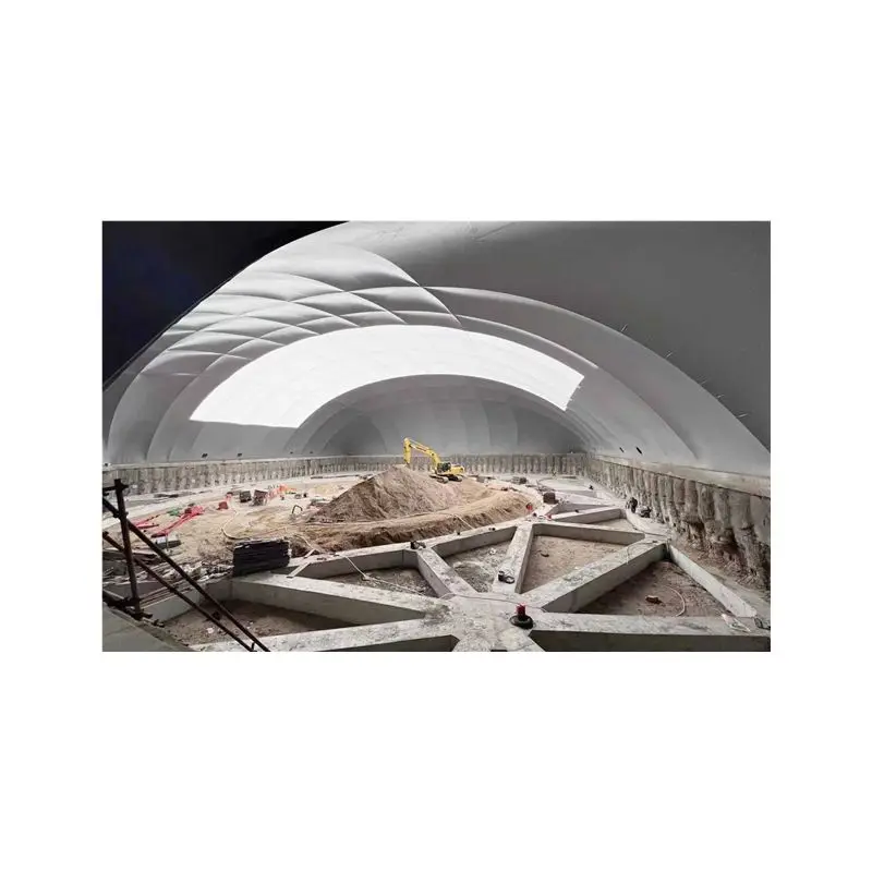N надувная мембранная купольная воздушно-раздутая конструкция из материала, массивная первая газонаполненная надувная конструкция