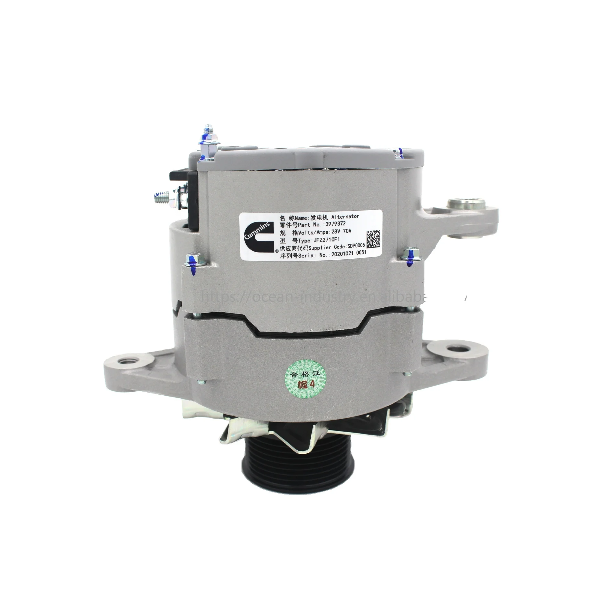 wheel loader 28V 70A diesel engine alternator generator JFZ2710F1 DCEC 6BT 6CT generator alternator 3979372
