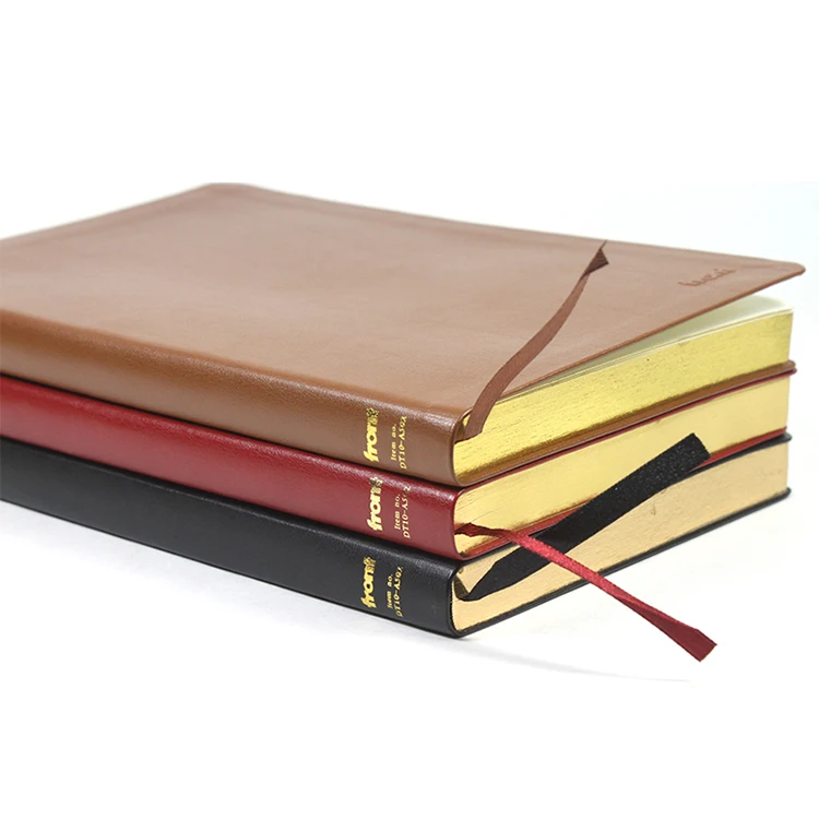 2020 new custom embossed logo gold foil logo printed  note book journal  business gift grid dot a5 leather notebooks