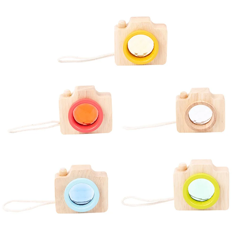 Children Wooden Toys Education Baby Kids Montessori Learning Classic Cartoon Camera Kaleidoscope Magic visual Toy