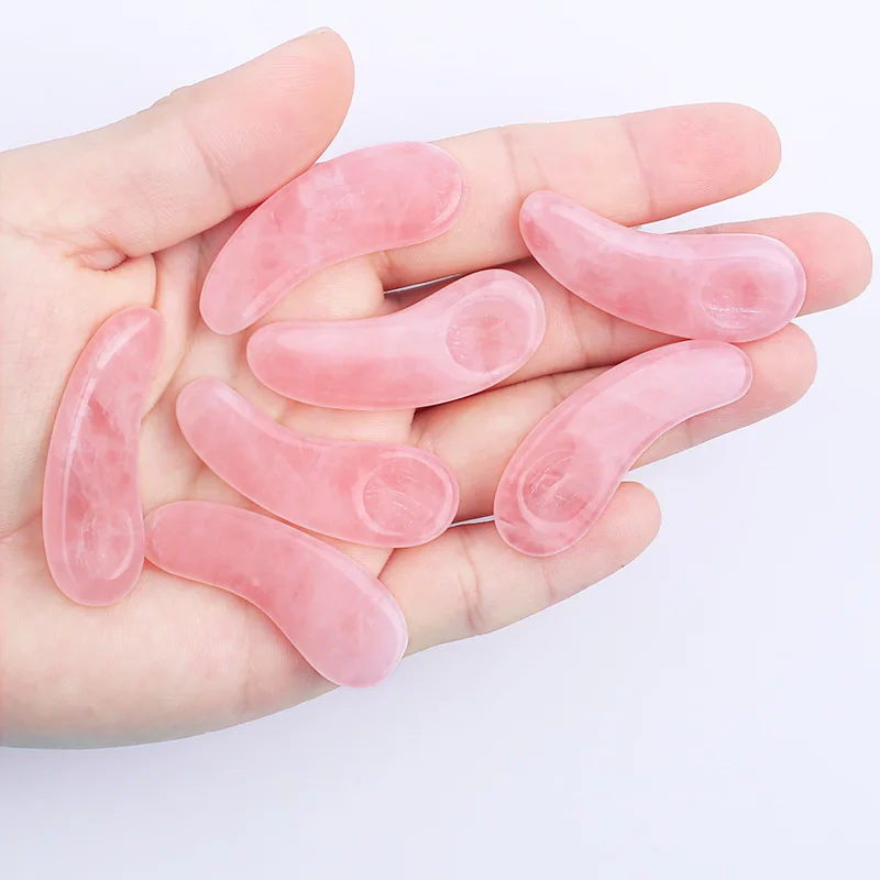Natural Jade Cosmetic Spatula Wholesale Factory Cream Spoon Makeup Scoop Rose Pink Quartz Spoon Cosmetic Spatula