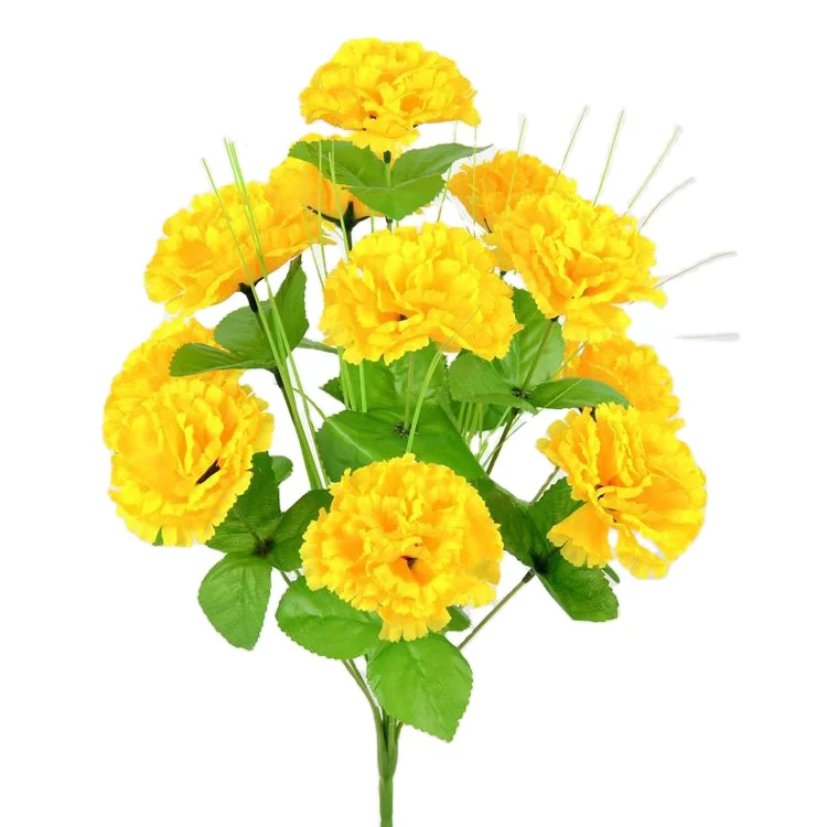 Sevenstar Wholesale Cheap Artificial Carnation Flower Bouquet 12 Heads Fabric Funeral Flower Decorative Flowers and Plants