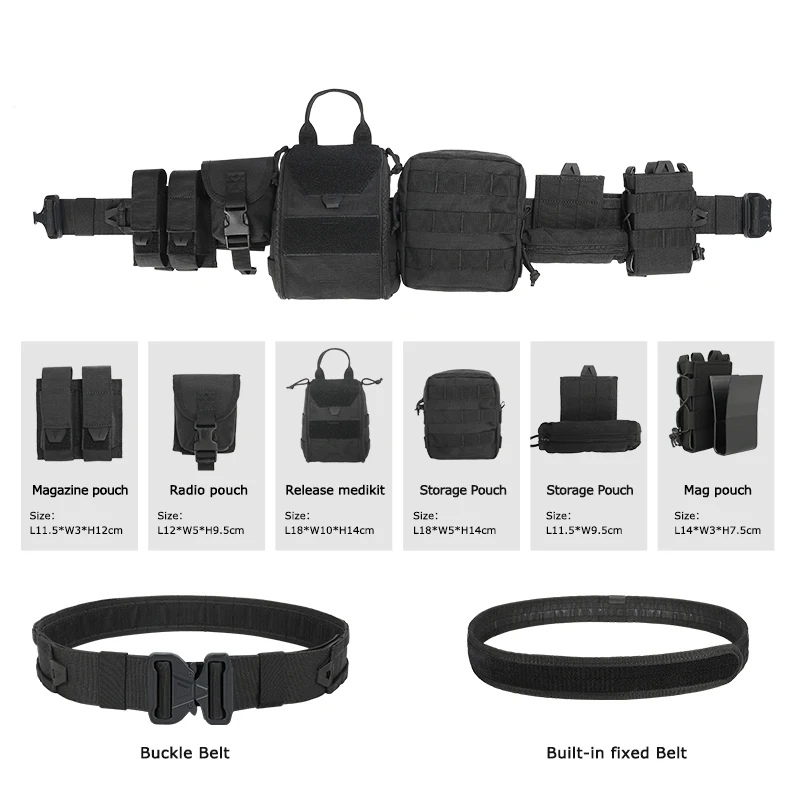 Cinturon Tactico Cinturon Tactique 5 in 1 Combined Girdle Utility Duty Tactical Belt with Multi-functional Pouches
