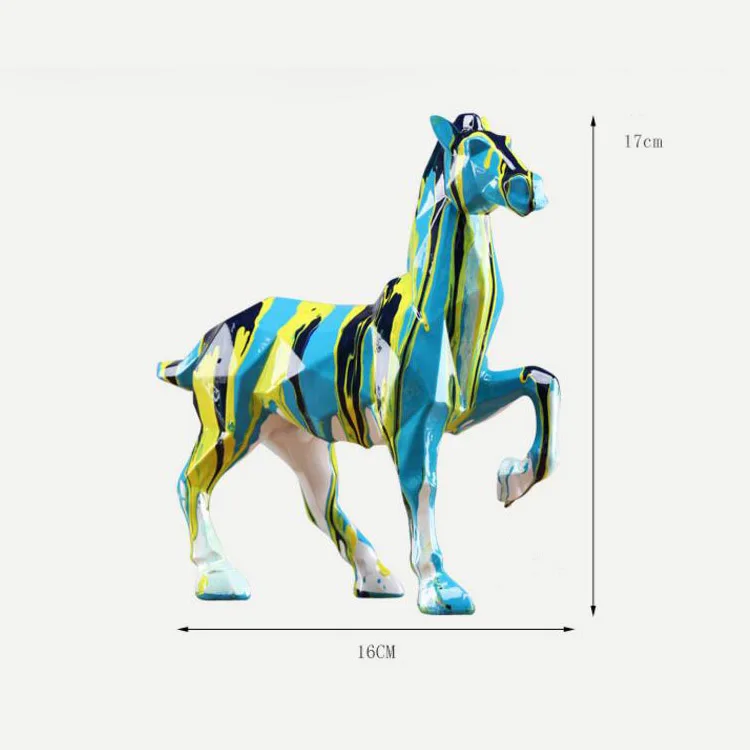 Custom Design Resin Crafts Drawing Surface Geometric Horse Sculpture Life size Statue