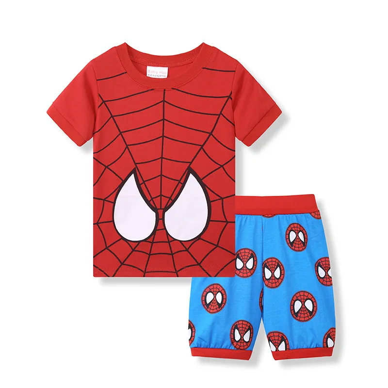 Toddler boys sleepwear cartoon car printing dis ney bat spiderman Kids shirts shorts 2pcs Boys Pajamas clothing Set