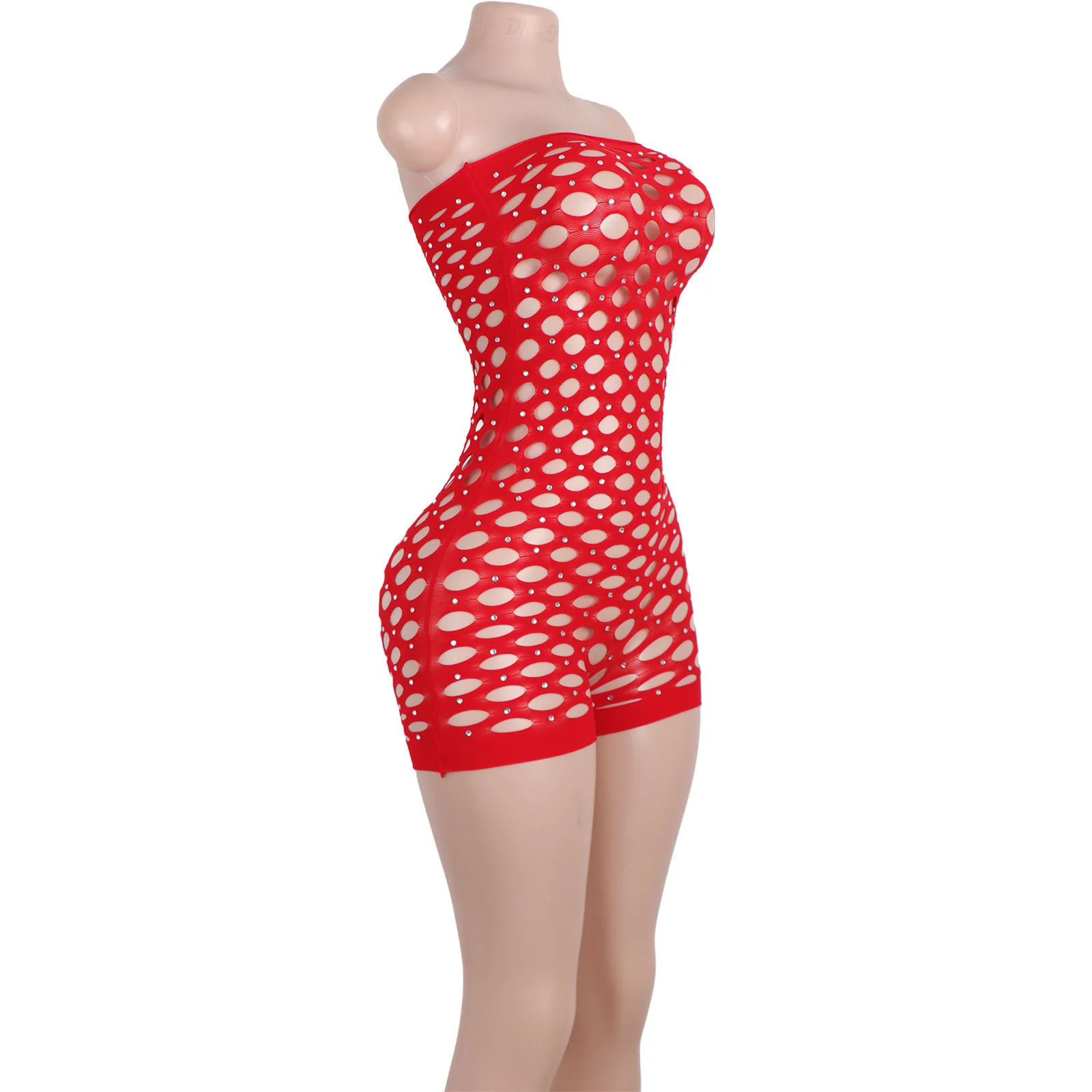 Exotic Women Rhinestone Mesh Bodysuit Nightclub Shorts Set Dancer Sexy Dancewear Striper Outfits Performance Wear Underwear