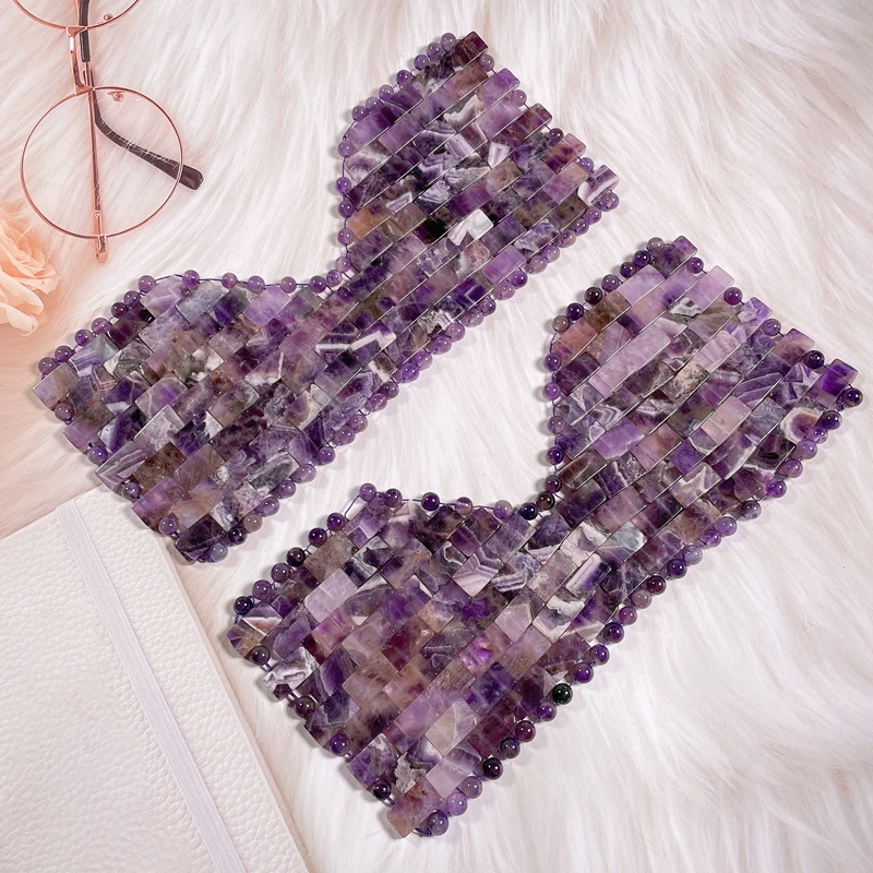 Wholesale Natural Healing Stone Crystal Quartz Gemstone Jade SPA Amethyst Massage Eye Mask
