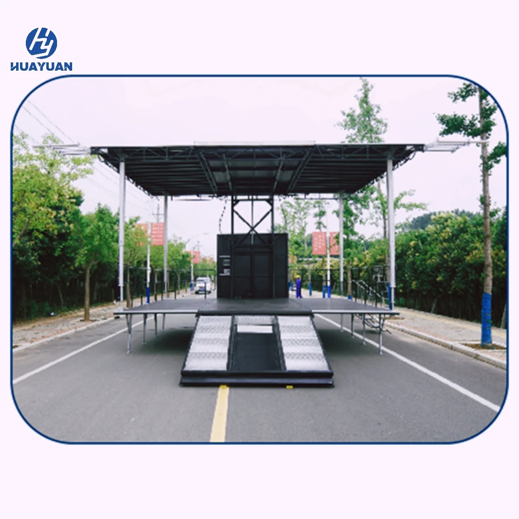 ST180 mobile stage trailer One key hydraulic control saves time and effort suitable for small concert mobile stage