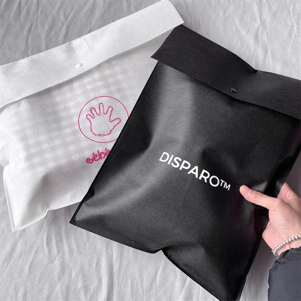 Custom Logo Printed Non-Woven Envelope Flap Clothing Packing Bag With Button Closure eco-friendly Envelope Dust Pouch