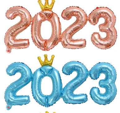 2023Wholesale Custom Various Colors Aluminum Foil Number Balloon Ballon Happy New Year Party Decoration Supplies