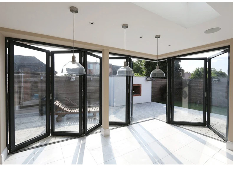 China Factory Aluminum Frameless House Narrow Bifold Accordion Soundproof Doors Aluminium Interior Glass Folding Sliding Door