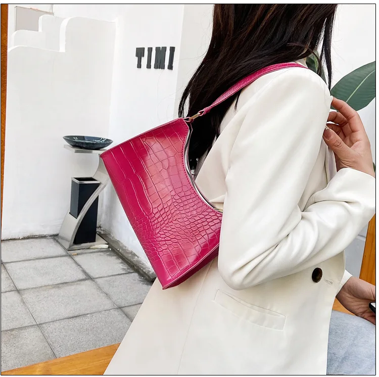 High Quality Gradient Color Crocodile Pattern Leather Lady Crossbody Bags