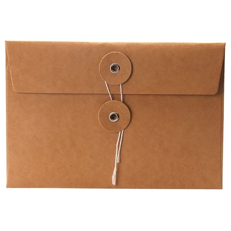 11.5*17cm Custom design A4.A5.C5 Brown Kraft Paper File Folder Envelopes with string Tie
