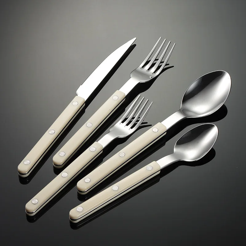 2023 Stock home kitchen knotted flatware set talheres dinnerware stainless steel cutlery set
