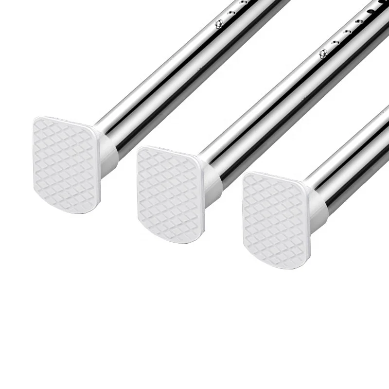Simple installation hole free firm telescopic curtain rod 3.17-3.67 adjustable shower rod spring tension clothes drying rod