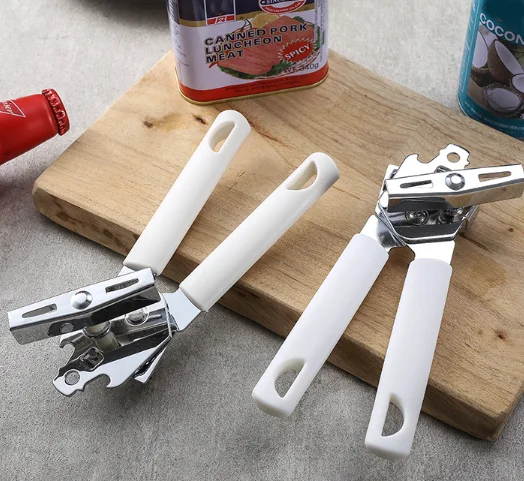 White Classic Multifunction Simple Creative Can Opener Beer Bottle Opener Can Hang Kitchen Tools