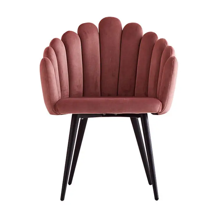 Comfortable Living Room Furniture Velvet Padded Seat Chrome Metal Legs Luxury Dining Chair Leisure Chair