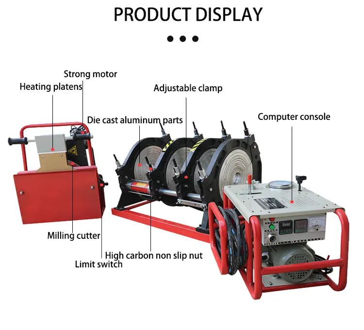 BADA Hdpe  Maquina Termofusion De 90 a 355 mm 110 125 160 180 200 225 250 280 315mm Maquina Termofusora Hdpe Soldadura a Tope