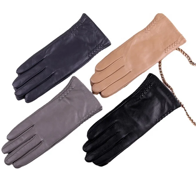 ZF5832 Fashion Style Ultimate Gray Winter Wool Lined Leather Gloves For Lady