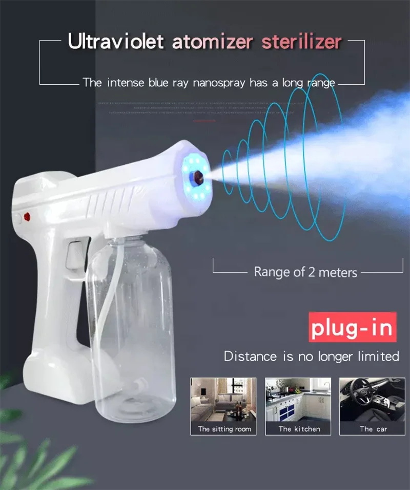 
Cordless nano atomizer blue light disinfectio / n handheld water guns steam spray pistol 