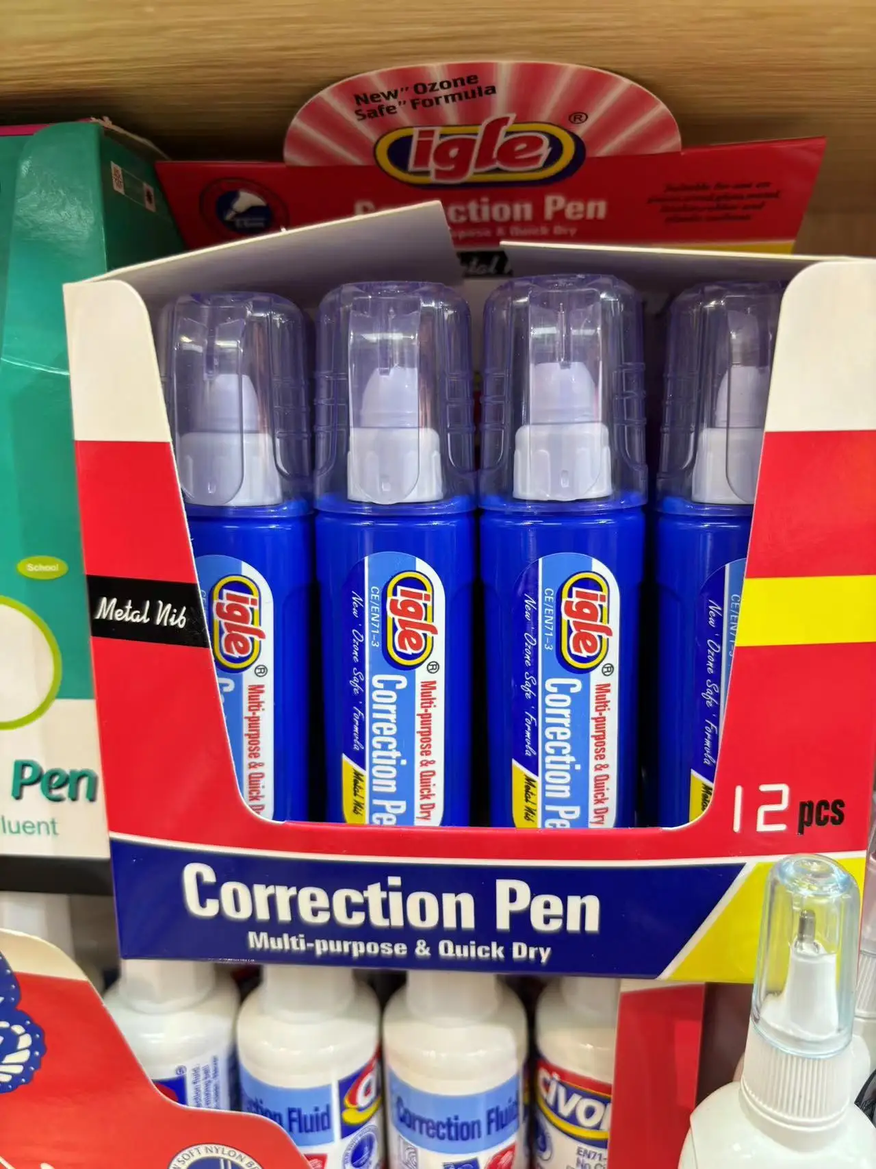 Office Stationery Metal Tip Correction Fluid Pen for School Student