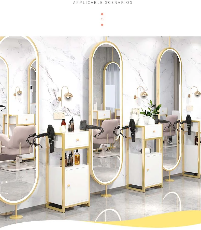 New barber shop cabinet tool table hairdresser special shelf hairdressing floor mirror table cabinet