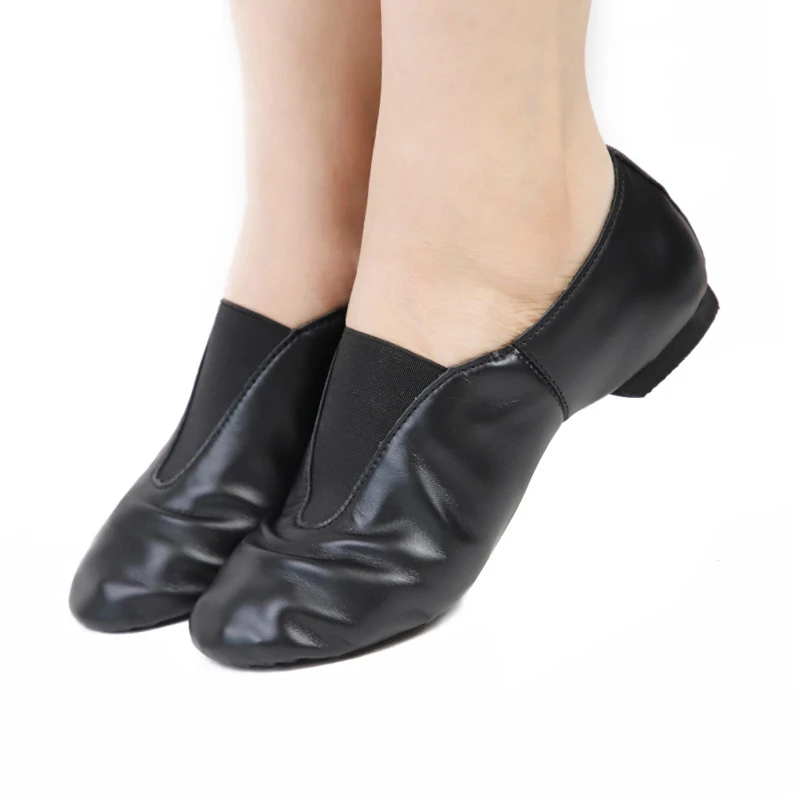 7000044 Wholesale Leather Jazz Shoes Black Tan Jazz Dance Shoes
