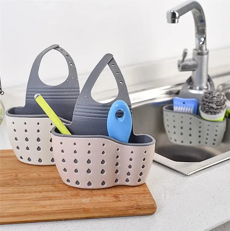 Drain Sink Shelf Rack kitchen Sink Storage drain hanging basket Sundries Plastic Silicone Sponge Holder