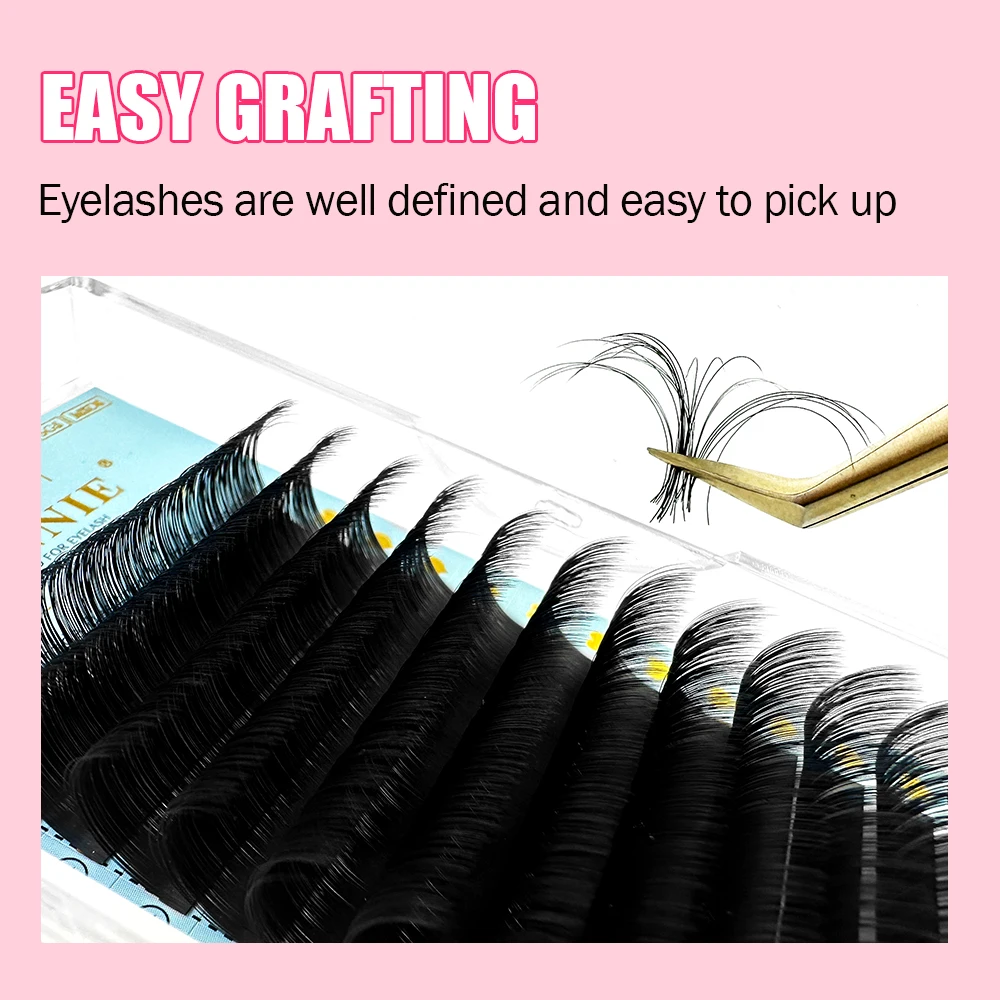 Abonnie 0.03 0.05 Individual Lash Extension Wholesale Stable Curl PBT Fiber Cashmere Lash Extension Matte Black Eyelash Trays
