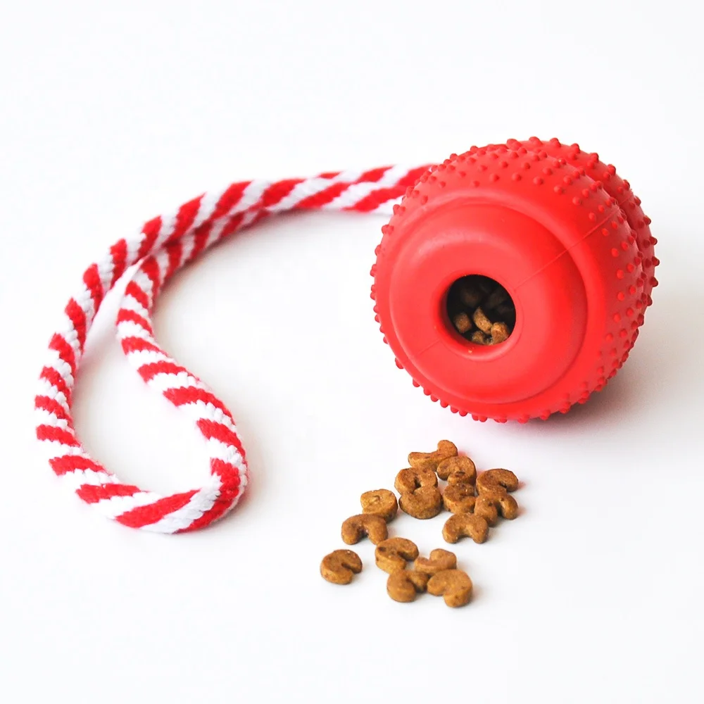 Teeth Cleaning Puppy Chewing Toys Pet Dog Food Leaking Ball Soft Rubber Ball Food Treat Feeder For Dog