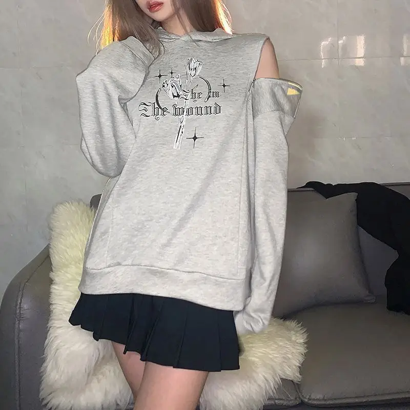 New Arrival Hoodie Pullover Hollow Out Sweatshirt Womens Long Sleeve Casual Clothing Medium Printed Hooded Long Sleeved Sweater