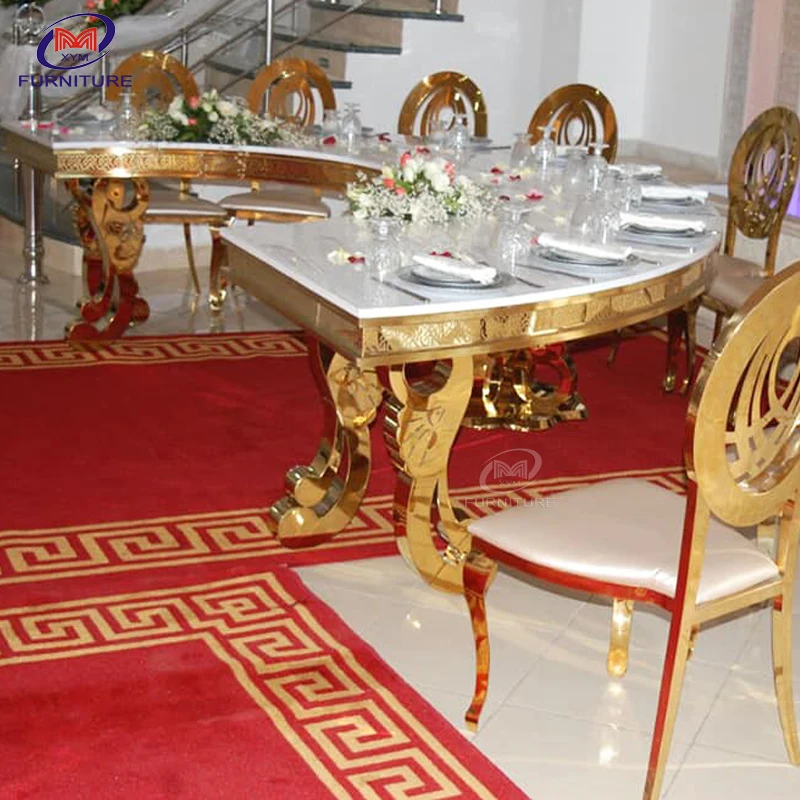 Wedding Dining Table Luxury Home Furniture Rose Gold MDF Top and Stainless Steel Modern Frame Extendable 5pcs More Than 5 Years