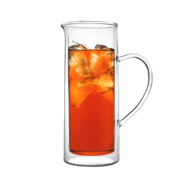 
double wall borosilicate heat resistant glass jug 