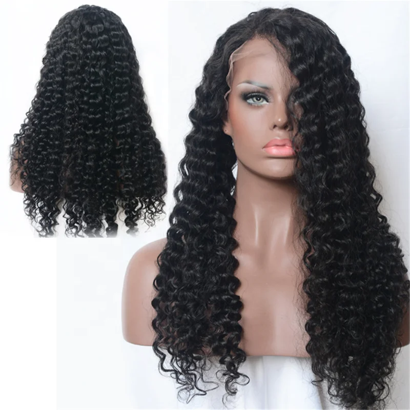 Cheap Darling Afro Natural Hair Products Human Virgin Remy Cuticle Kinky Curly Weave Head Full Lace Wigs For Black Womens
